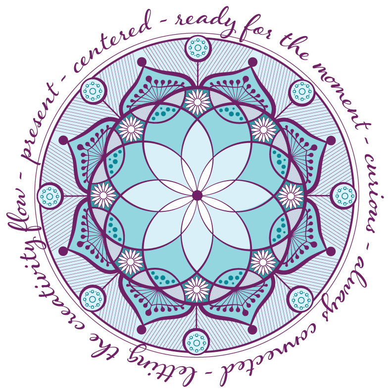 Apparel - Mandala: present, centered, ready for the moment, curious, always connected, letting the creativity flow - on light color 